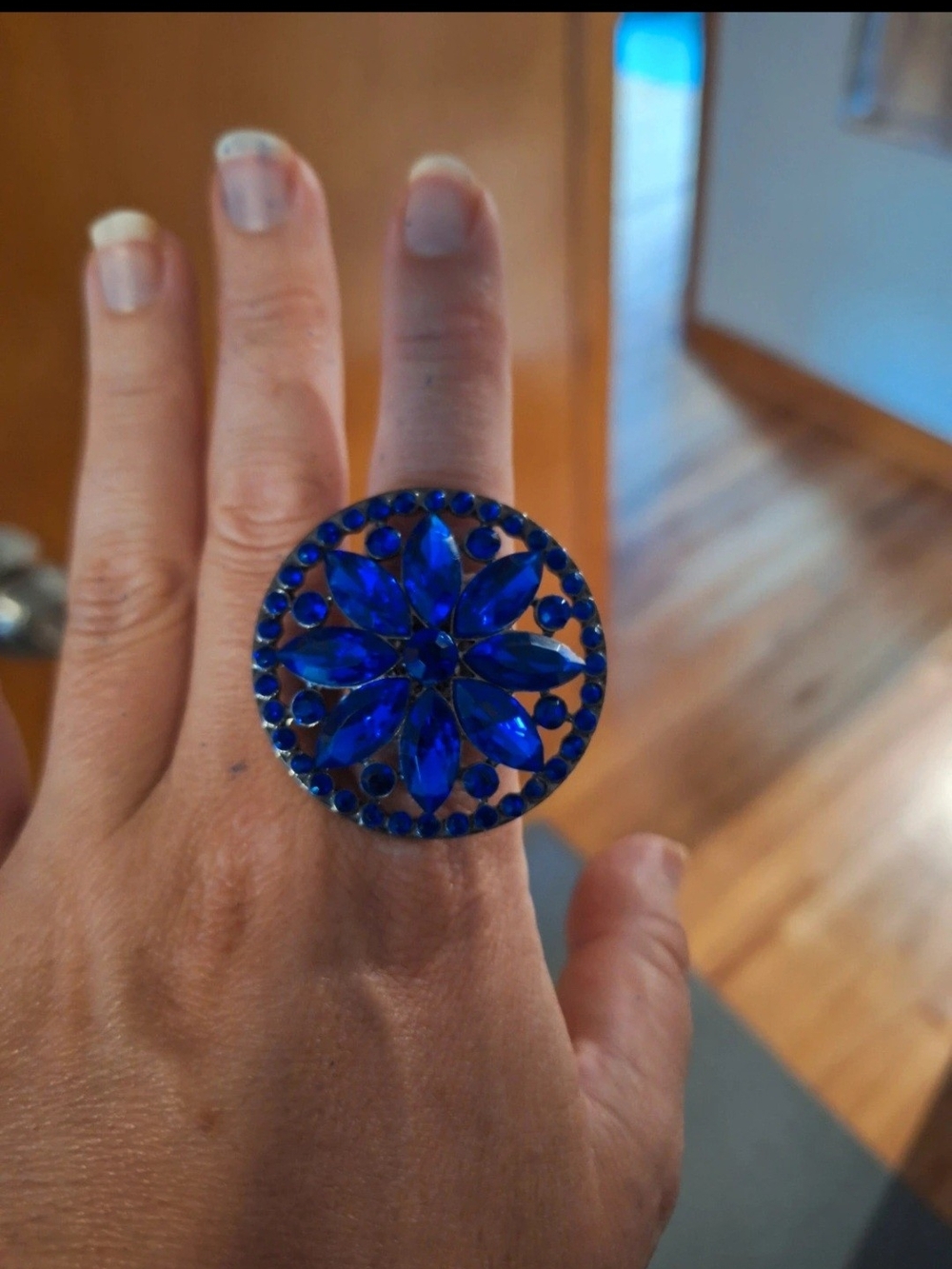 Bold Blue Crystal Statement Ring - Women Jewelry